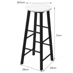 2er Set Barhocker mit Marmor Optik & Fußstütze & 71 cm Sitzhöhe Barstühle Tresenhocker Weiß