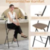 2er Set Barhocker mit Rückenlehne & Fußstütze Klappbare Barstühle bis zu 150 kg Belastbar Braun