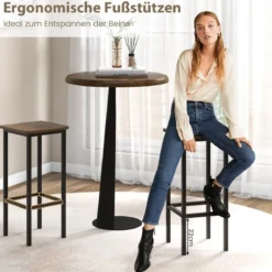 4er Set Barhocker mit Stahlgestell & Fußstütze & Industrie-Design Barstuhl Küchenstühle