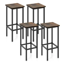 4er Set Barhocker mit Stahlgestell & Fußstütze & Industrie-Design Barstuhl Küchenstühle