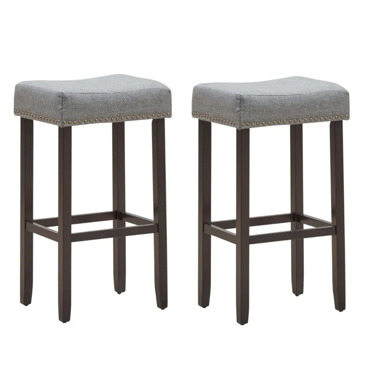 2er Set Barhocker Modern Hochhocker Thekenhocker ohne Lehne 43 x 33 x 74 cm Grau