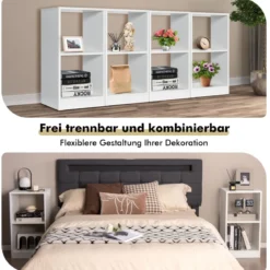 2er Set Bücherregal aus Holz mit 2 Ebenen & Kippschutz 38 x 33 x 72,5 cm Weiß