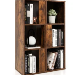 2er Set Bücherregal mit Kippsicherung 3 Ebenen Standregal 33 x 33 x 100,5 cm Rustikales Braun