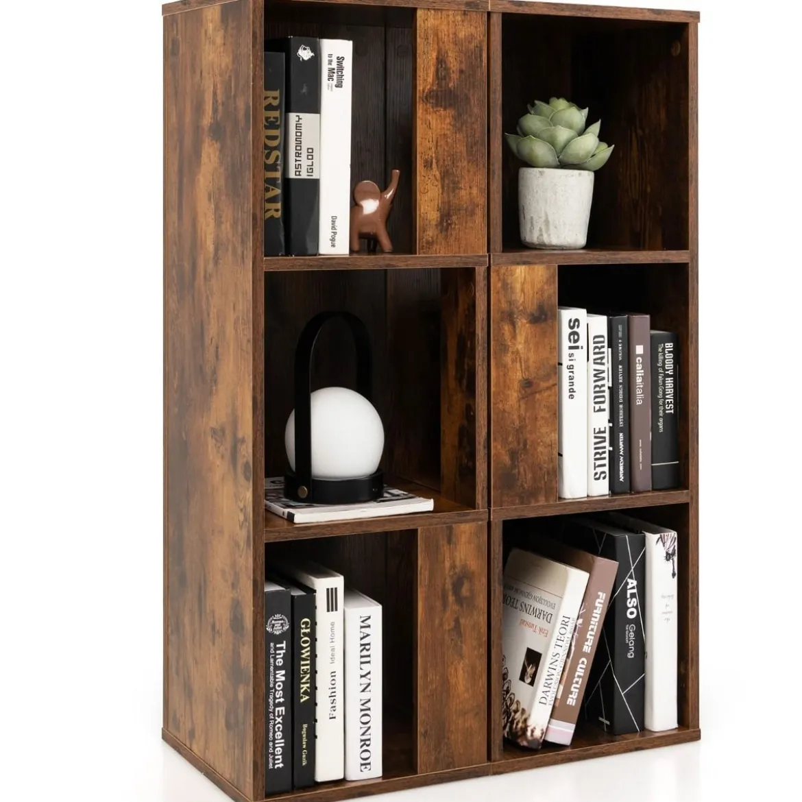 2er Set Bücherregal mit Kippsicherung 3 Ebenen Standregal 33 x 33 x 100,5 cm Rustikales Braun
