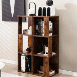 2er Set Bücherregal mit Kippsicherung 3 Ebenen Standregal 33 x 33 x 100,5 cm Rustikales Braun
