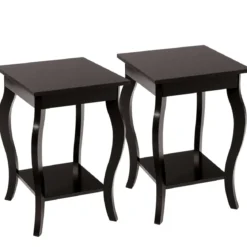 1/2er Set Beistelltisch aus Holz mit Ablage 2 Ebene Nachttisch Sofatisch 40 x 40 x 60 cm