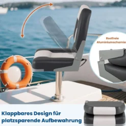 2er Set Bootssitz Bootsstuhl mit 7 cm Dicker Schaumstoffpolsterung & Niedriger Rückenlehne