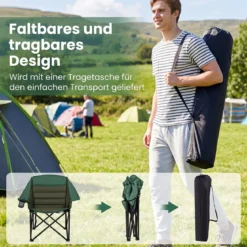 2er Set Campingstuhl Klappbarer Campingsessel mit Sitzpolster Getränkehalter bis 230 kg Belastbar