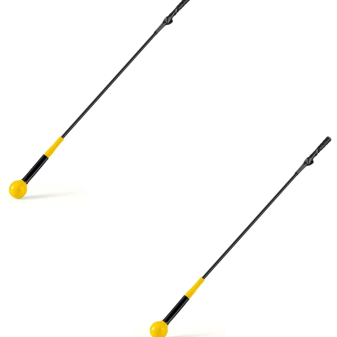 2er Set 120cm Golfschwungtrainer-Hilfe mit Gewichts-Kopf Golf Trainingshilfe Schwungtrainer Gelb