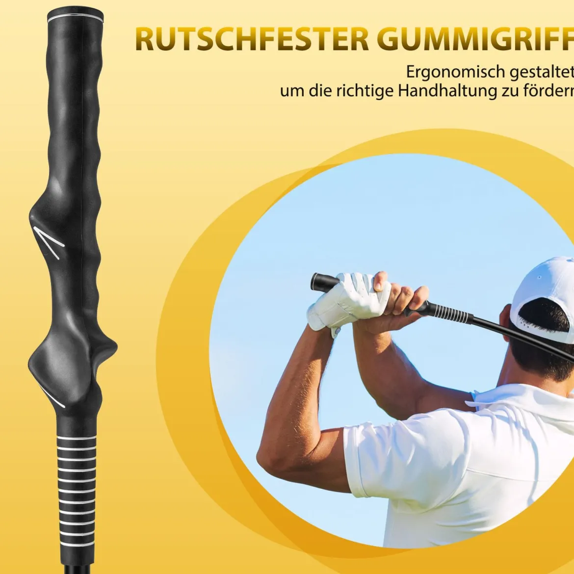 2er Set 120cm Golfschwungtrainer-Hilfe mit Gewichts-Kopf Golf Trainingshilfe Schwungtrainer Gelb