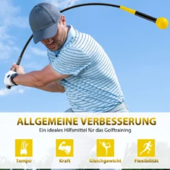 2er Set 120cm Golfschwungtrainer-Hilfe mit Gewichts-Kopf Golf Trainingshilfe Schwungtrainer Gelb