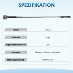 2er Set 120cm Golfschwungtrainer-Hilfe mit Gewichts-Kopf Golf Trainingshilfe Schwungtrainer Grau
