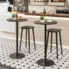 2er Set Ø 60 cm Stehtisch 2 in 1 Bartisch & Esstisch Höhenverstellbarer Bistrotisch Schwarz