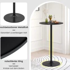 2er Set Ø 60 cm Stehtisch 2 in 1 Bartisch & Esstisch Höhenverstellbarer Bistrotisch Schwarz