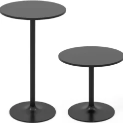 2er Set Ø 60 cm Stehtisch 2 in 1 Bartisch & Esstisch Höhenverstellbarer Bistrotisch Schwarz