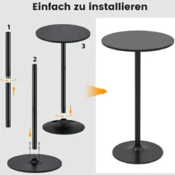 2er Set Ø 60 cm Stehtisch 2 in 1 Bartisch & Esstisch Höhenverstellbarer Bistrotisch Schwarz