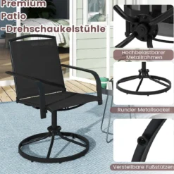 2er Set 360° Drehbare Gartenstühle mit Schnell Trocknendem Stoff Terrassenstühle