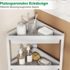 2er Set Eckregal mit Abnehmbarem Design & Ablauflöchern Freistehendes Badregal Weiß