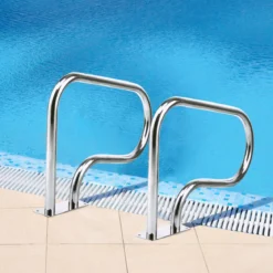 2er Set Edelstahl 304 Pool-Handlauf Schwimmbad Leiter Handlauf Einstiegsleiter mit Bodenplatte