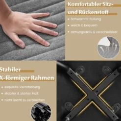 2er Set Esszimmerstühle gepolsterte Akzentstühle mit gebogenem Rückenlehne 57 x 49 x 81 cm Grau