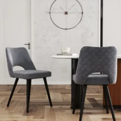 2er Set Esszimmerstühle gepolsterter Polsterstühle bis 150 kg Essstühle mit Rückenlehne Grau