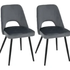 2er Set Esszimmerstühle gepolsterter Polsterstühle bis 150 kg Essstühle mit Rückenlehne Grau