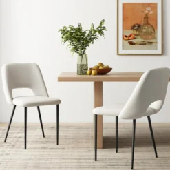 2er Set Esszimmerstühle gepolsterte Küchenstühle mit Rückenlehne 48,5 x 57 x 85 cm Beige