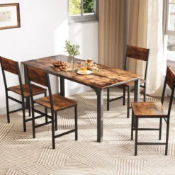 2er Set Esszimmerstühle industrielle Küchenstühle mit Metallrahmen 44 x 40 x 87 cm Rustikales Braun