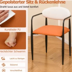2er Set Esszimmerstühle mit Gepolstertem Sitz & Rückenlehne Polsterstuhl Küchenstühle