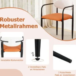 2er Set Esszimmerstühle mit Gepolstertem Sitz & Rückenlehne Polsterstuhl Küchenstühle