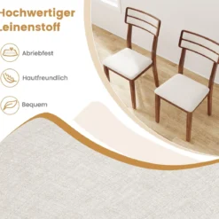 2er Set Esszimmerstühle mit Gepolstertem Sitz & Gummibaumholzbeinen Küchenstühle Essstuhl Walnuss