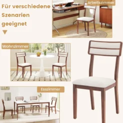 2er Set Esszimmerstühle mit Gepolstertem Sitz & Gummibaumholzbeinen Küchenstühle Essstuhl Walnuss