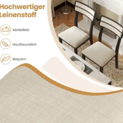 2er Set Esszimmerstühle mit Gepolstertem Sitz & Gummibaumholzbeinen Küchenstühle Essstuhl Schwarz