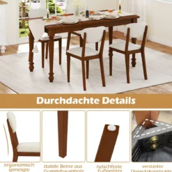 2er Set Esszimmerstühle mit Gepolstertem Sitz & 180 kg Tragkraft Küchenstühle Essstuhl