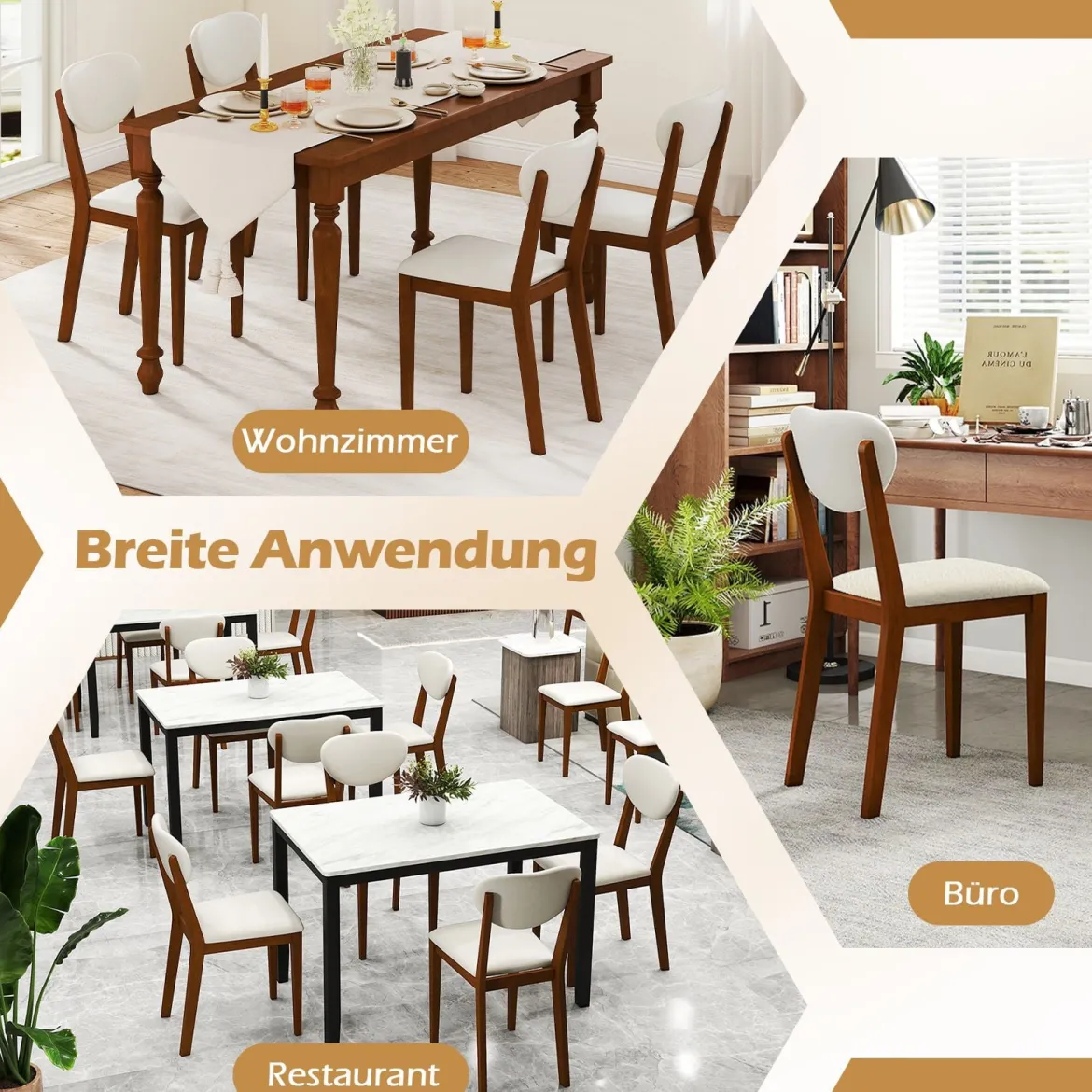 2er Set Esszimmerstühle mit Gepolstertem Sitz & 180 kg Tragkraft Küchenstühle Essstuhl