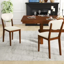 2er Set Esszimmerstühle mit Gepolstertem Sitz & 180 kg Tragkraft Küchenstühle Essstuhl