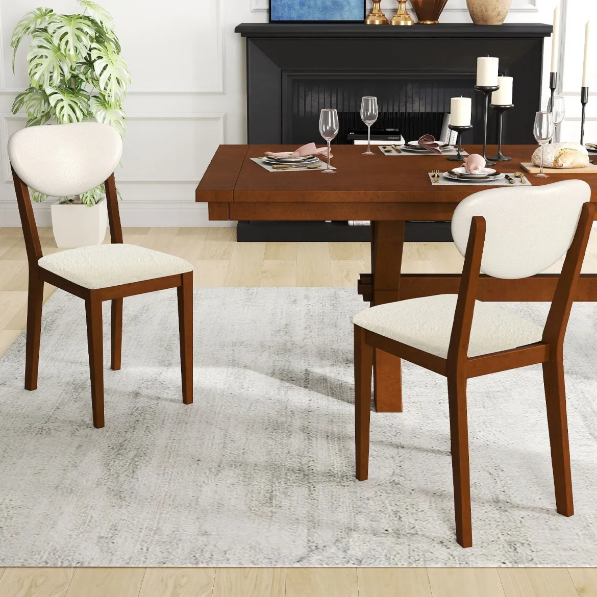 2er Set Esszimmerstühle mit Gepolstertem Sitz & 180 kg Tragkraft Küchenstühle Essstuhl