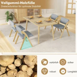 2er Set Esszimmerstühle mit Gummiholzbeinen & Gepolsterter Sitz Klappbarer Küchenstuhl Beistellstuhl