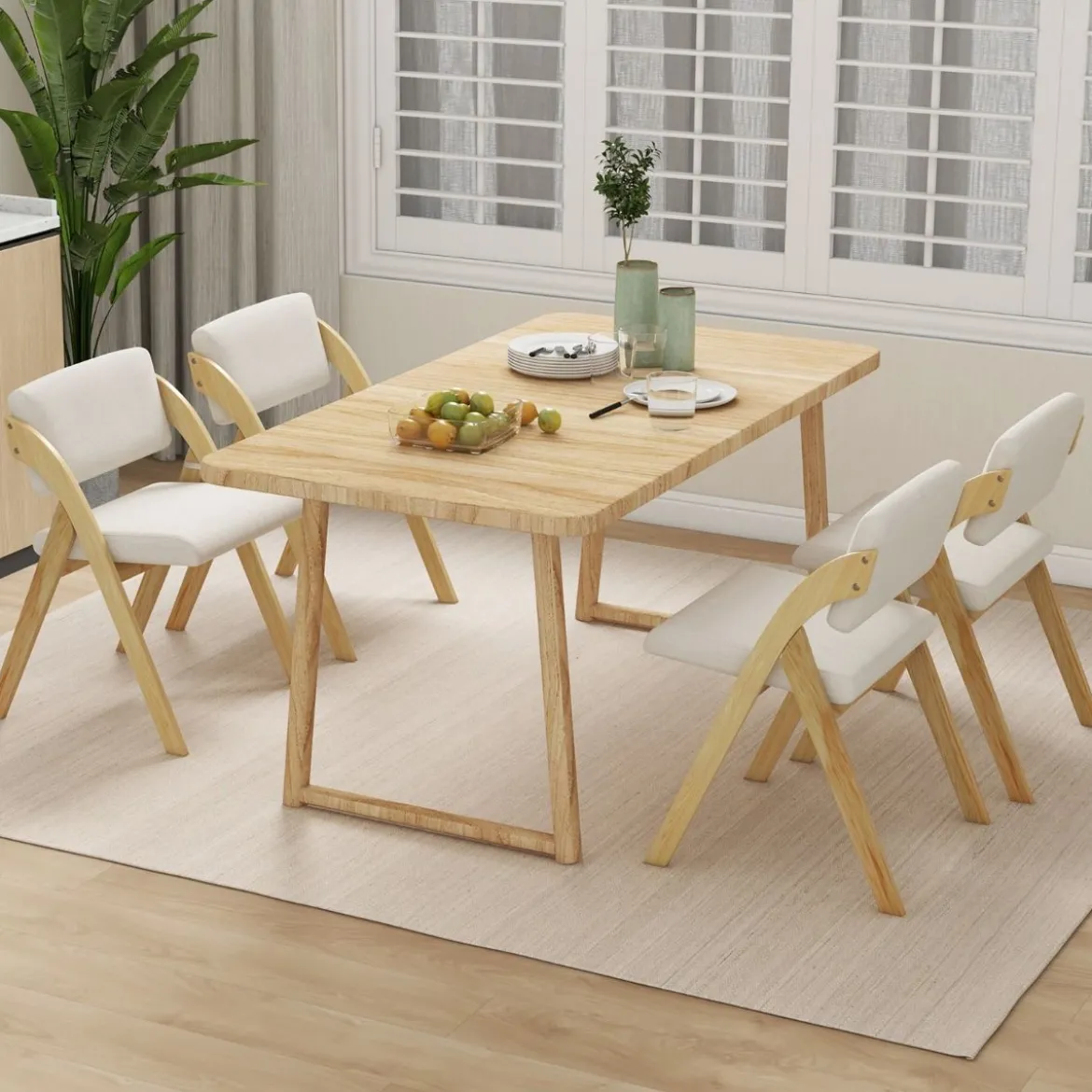 2er Set Esszimmerstühle mit Gummiholzbeinen & Gepolsterter Sitz Klappbarer Küchenstuhl Beistellstuhl