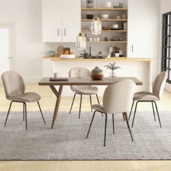2er Set Esszimmerstühle mit Metallgestell Küchenstuhl Polsterstuhl 49 x 65 x 87 cm Kaffee