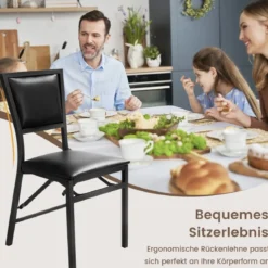 2er Set Esszimmerstühle mit Metallrahmen Klappbare Polsterstühle Küchenstühle