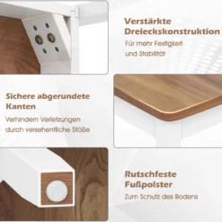 2er Set Esszimmerstuhl aus Holz Armloser Küchenstuhl mit Gummibaumholz-Beinen bis zu 180 kg Belastbar