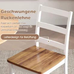 2er Set Esszimmerstuhl aus Holz Armloser Küchenstuhl mit Gummibaumholz-Beinen bis zu 180 kg Belastbar