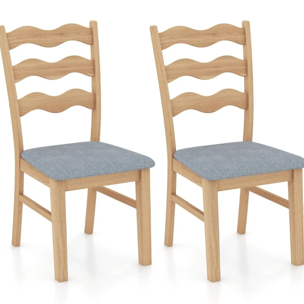 2er Set Esszimmerstuhl-Set mit Gepolsterter Sitzfläche & Gummibaumrahmen Akzentstühle