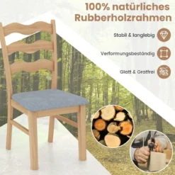 2er Set Esszimmerstuhl-Set mit Gepolsterter Sitzfläche & Gummibaumrahmen Akzentstühle