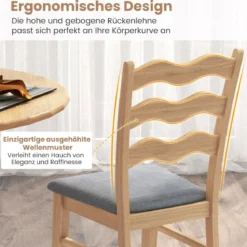 2er Set Esszimmerstuhl-Set mit Gepolsterter Sitzfläche & Gummibaumrahmen Akzentstühle