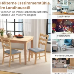 2er Set Esszimmerstuhl-Set mit Gepolsterter Sitzfläche & Gummibaumrahmen Akzentstühle