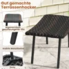 2er Set Fußhocker Rattan Sitzhocker mit schnelltrocknender Schaumstoffpolsterung