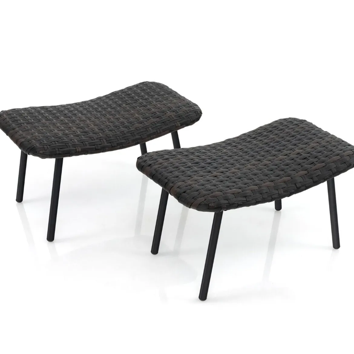 2er Set Fußhocker Rattan Sitzhocker mit schnelltrocknender Schaumstoffpolsterung