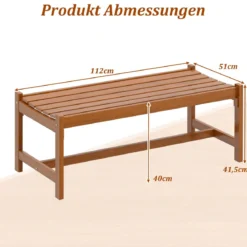 2er Set Gartenbank aus Holz Outdoor Holzbank mit Teaköl-Finish und Geschwungener Sitzfläche